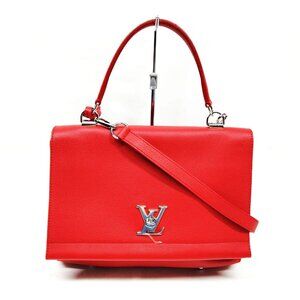 Authentic Louis Vuitton Lock Me 2 Red Calf Leather Hand Bag mn885-010826